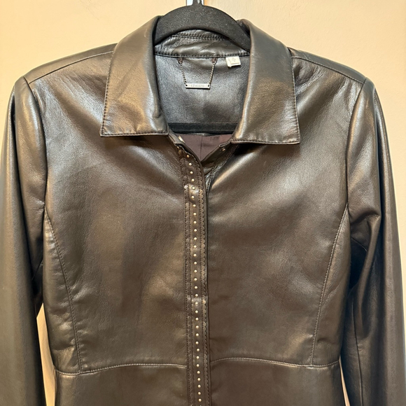 Chico's Riveted Faux Leather Peplum Jacket‎ Black Size Small - Picture 3 of 12